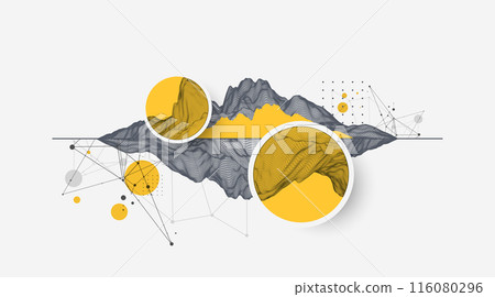 Abstract wireframe background. Modern science or technology art elements. Surface illustration. Vector. Abstract wireframe background. Modern science or technology art elements. Surface illustration. Vector. 116080296