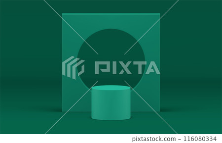 Studio background with geometric 3d podium construction for product presentation realistic vector 116080334