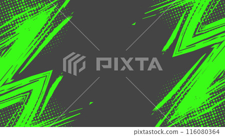Abstract Sports Background with Green and Gray Brush Texture and Halftone Effect. Grunge Background for Banner or Poster Design 116080364