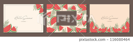 Watermelon summer material set frame background vector illustration simple stylish Watermelon summer material set frame background vector illustration simple stylish 116080464