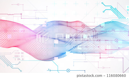 Wireframe Big Data concept. Abstract digital futuristic vector illustration on technology background. Data mining and management concept. Hand drawn art. 116080660
