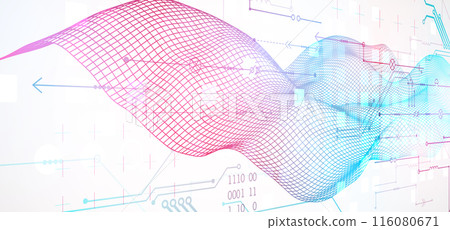 Wireframe Big Data concept. Abstract digital futuristic vector illustration on technology background. Data mining and management concept. Hand drawn art. 116080671