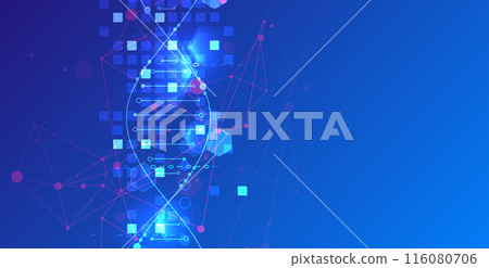 Scientific and technological background. Abstract image of DNA molecule. Vector illustration. Hand drawn. 116080706