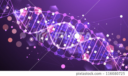 Scientific and technological background. Abstract image of DNA molecule. Vector illustration. Hand drawn. 116080725