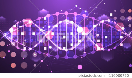 Scientific and technological background. Abstract image of DNA molecule. Vector illustration. Hand drawn. 116080730