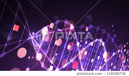 Scientific and technological background. Abstract image of DNA molecule. Vector illustration. Hand drawn. 116080736