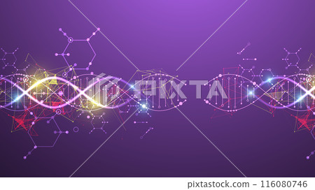 Scientific and technological background. Abstract image of DNA molecule. Vector illustration. Hand drawn. Scientific and technological background. Abstract image of DNA molecule. Vector illustration. Hand drawn. 116080746