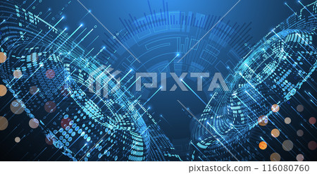 Big Data. Abstract digital futuristic wireframe vector illustration on technology background. Data mining and management concept. Hand drawn art. 116080760