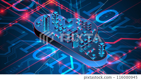 Cloud computing concept. Abstract connection technology background. Hand drawn vector. 116080945