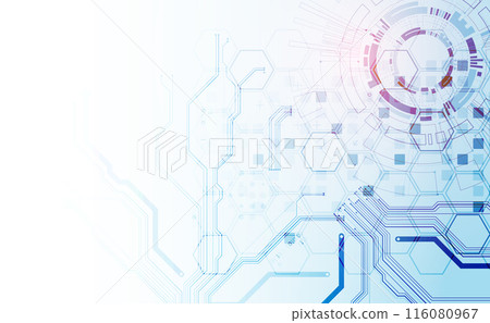 CPU concept. Circuit board. Technology abstract background. Hand drawn vector. 116080967
