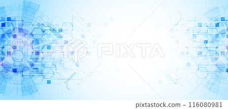Scientific and technological concept with the use of technical elements formed in the shape of a circle. Scientific and technological concept with the use of technical elements formed in the shape of a circle. 116080981