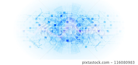 Scientific and technological concept with the use of technical elements formed in the shape of a circle. 116080983