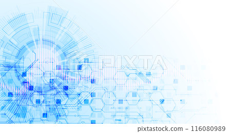 Scientific and technological concept with the use of technical elements formed in the shape of a circle. Scientific and technological concept with the use of technical elements formed in the shape of a circle. 116080989