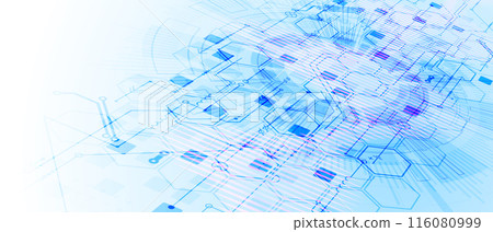 Scientific and technological concept with the use of technical elements formed in the shape of a circle. 116080999