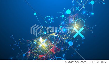 Abstract geometric vector background. Technology or science concept. Plexus effect. Abstract geometric vector background. Technology or science concept. Plexus effect. 116081007