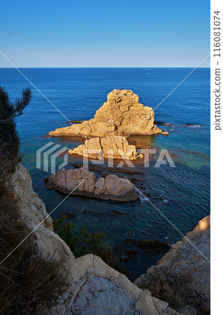 rocky beach at sunset rocky beach at sunset 116081074