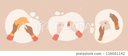 Illustration of various hands sewing and tailoring. Different hands hold thread, needle, and thread spool, depicting activities like sew, embroidery, and craft. Perfect for tailor and sewing themes. Illustration of various hands sewing and tailoring. Different hands hold thread, needle, and thread spool, depicting activities like sew, embroidery, and craft. Perfect for tailor and sewing themes. 116081142