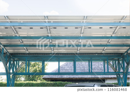 Solar car parking or parking lot with concept of green clean power energy. 116081468