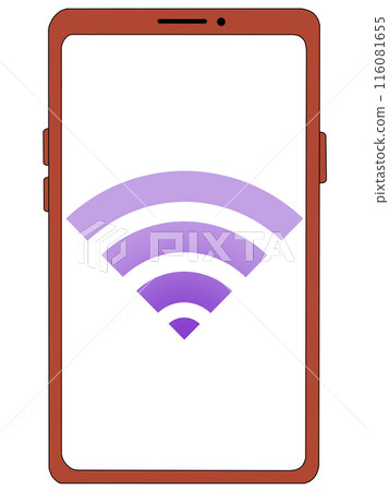 Wi-Fi(紫色)顯示在智慧型手機(紅色)內部(螢幕透明) Wi-Fi(紫色)顯示在智慧型手機(紅色)內部(螢幕透明) 116081655