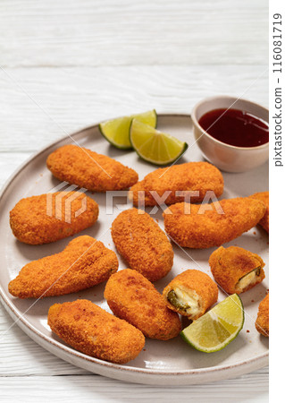 crispy baked cream cheese stuffed jalapeno poppers 116081719