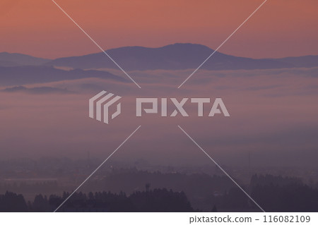 Hanamaki City, Iwate Prefecture Morning rural scenery 116082109