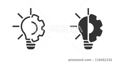 Innovation icon. Light bulb with cog. Vector illustration. Innovation icon. Light bulb with cog. Vector illustration. 116082292