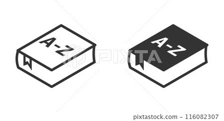 Glossary book logo. Vocabulary icon. Vector illustration. 116082307