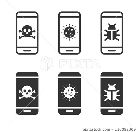 Smartphone virus icon. Vector illustration. Smartphone virus icon. Vector illustration. 116082309