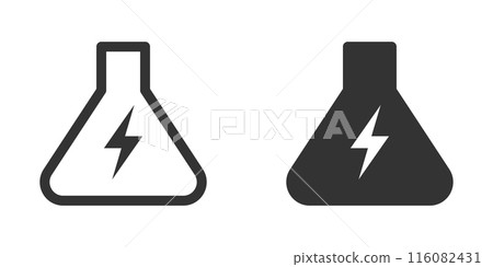 Laboratory flask with lightning icon inside. Vector illustration. Laboratory flask with lightning icon inside. Vector illustration. 116082431
