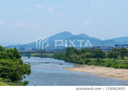二條山大和河大正橋和飛鳥燕子從大阪一側2024年5月17日 二條山大和河大正橋和飛鳥燕子從大阪一側2024年5月17日 116082493