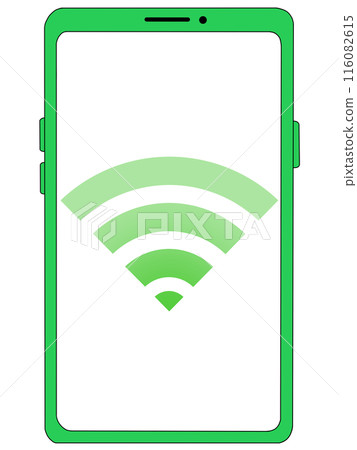 Wi-Fi（綠色）顯示在智慧型手機（綠色）內部（螢幕透明） 116082615