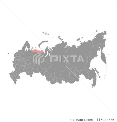 Nenets Autonomous Okrug map, administrative division of Russia. Vector illustration. 116082776