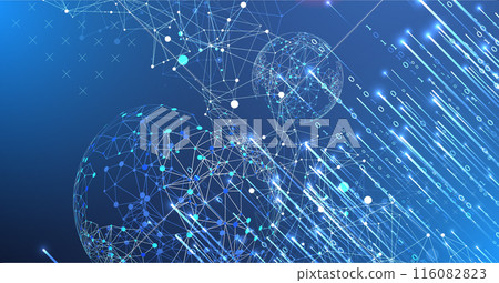 Futuristic technology background. Plexus structure business presentation, big data network visualization concept.  Hand drawn vector. 116082823