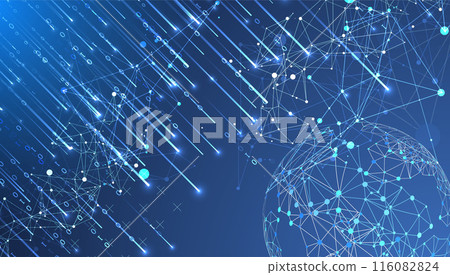 Futuristic technology background. Plexus structure business presentation, big data network visualization concept.  Hand drawn vector. 116082824
