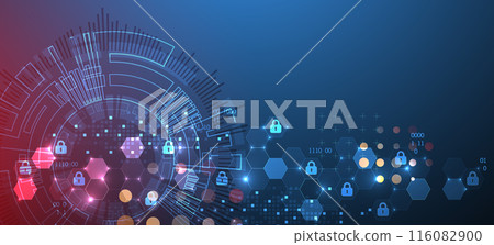 Secure digital background. Virtual confidential, programming protection. Hand drawn vector. 116082900