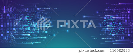 Handmade abstract technology concept. Circuit board, high computer color background. Vector illustration with space for content, web - template, business tech presentation. 116082933