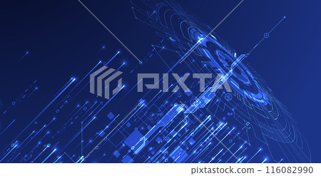 Handmade abstract technology concept. Circuit board, high computer color background. Vector illustration with space for content, web - template, business tech presentation. 116082990