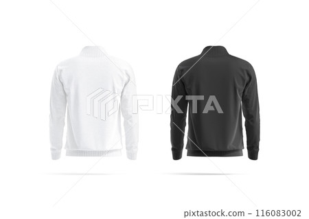 Blank black and white quarter zip sweater mockup, back view Blank black and white quarter zip sweater mockup, back view 116083002