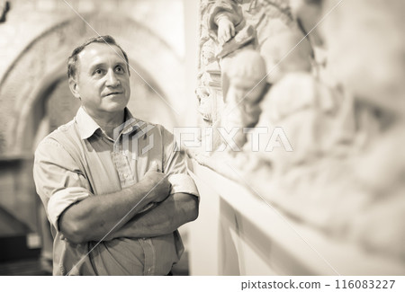Male visiting historical exhibition in the National Museum Male visiting historical exhibition in the National Museum 116083227