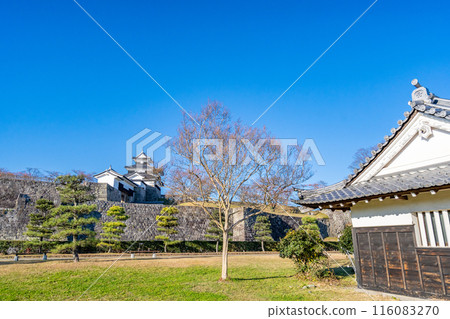 Shirakawa-Komine Castle three-story turret as seen from the Ninomaru area of Shiroyama Park Shirakawa-Komine Castle ruins 116083270