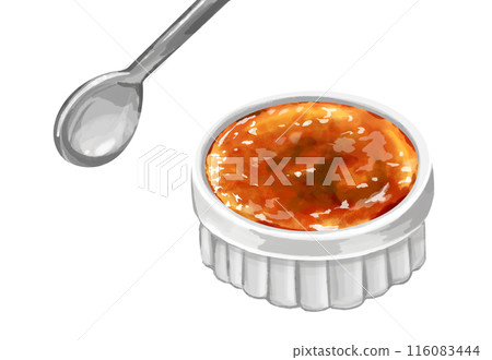 Creme brulee and spoon Creme brulee and spoon 116083444