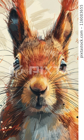 Cute funny squirrel close up looking at the camera, cute animal, illustration 116083655