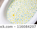 Yellow flowers floating in the bathtub 116084207