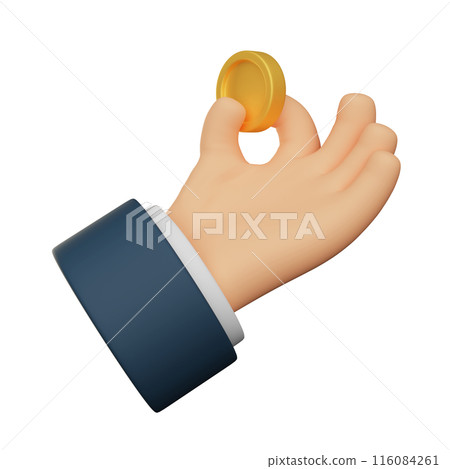 hand holding a coin with the index finger hand holding a coin with the index finger 116084261