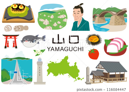 Yamaguchi Prefecture Tourist Attractions Specialty Products Material Set 116084447
