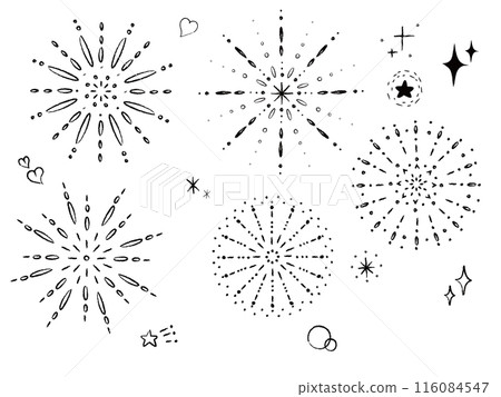 簡單的煙火插圖集線描 簡單的煙火插圖集線描 116084547