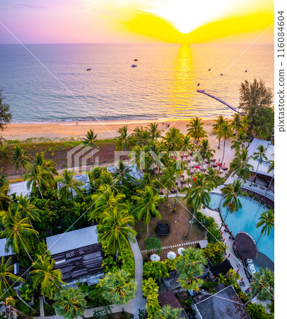 View of Khao Lak beach resort in Phang Nga, thailand 116084604
