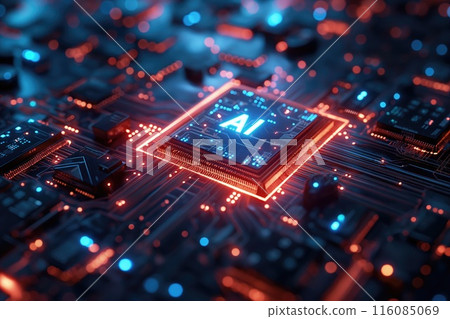Artificial intelligence chip concept. AI optimized circuit board Artificial intelligence chip concept. AI optimized circuit board 116085069
