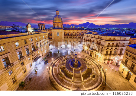 Palermo, Italy with the Praetorian Fountain 116085253