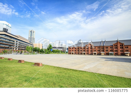 Yokohama city, Red Brick Warehouse and Minato Mirai streetscape 116085775